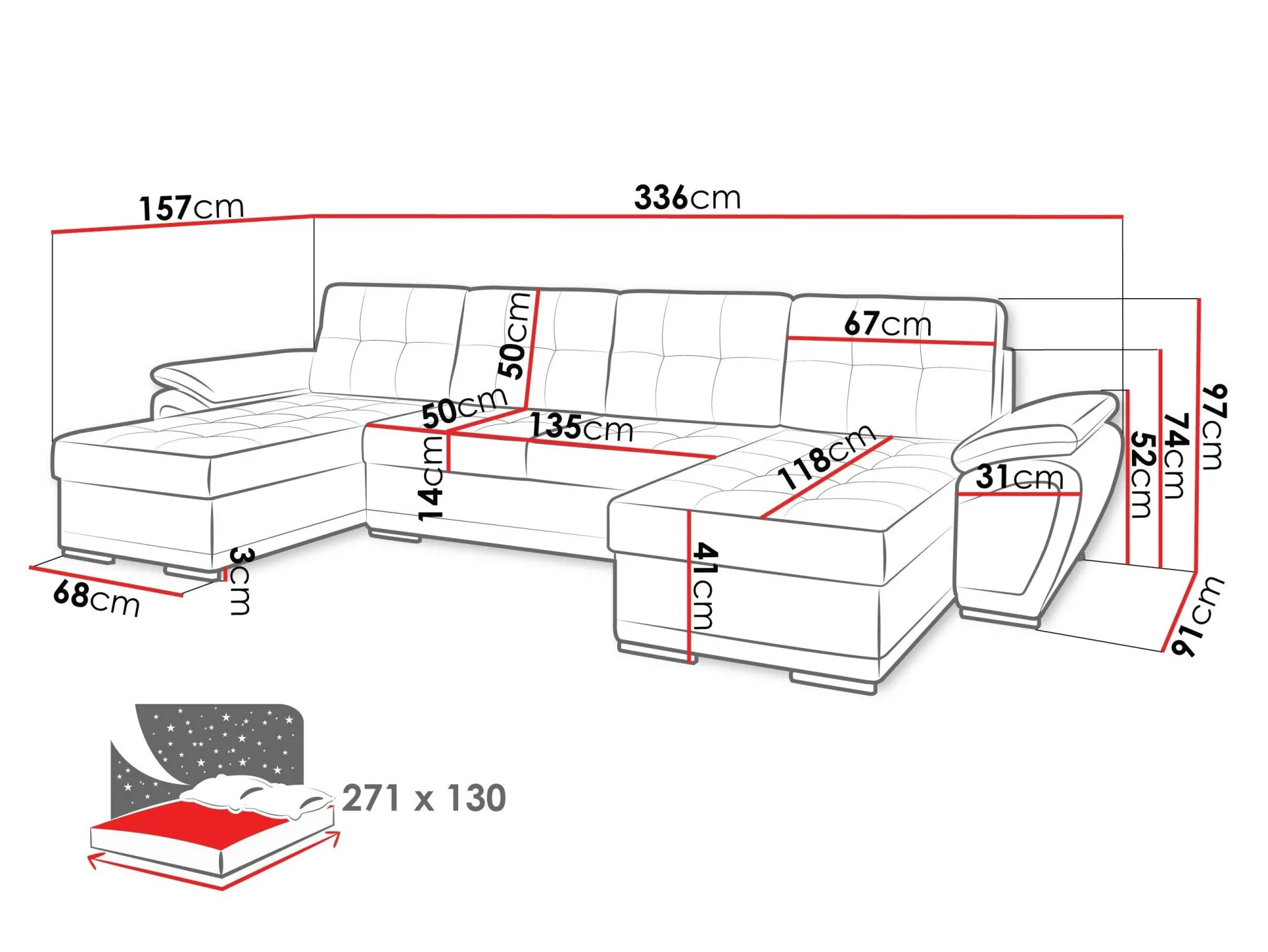 Hjørnesofa Arvada 115 (Rico 11 + Soft 17)