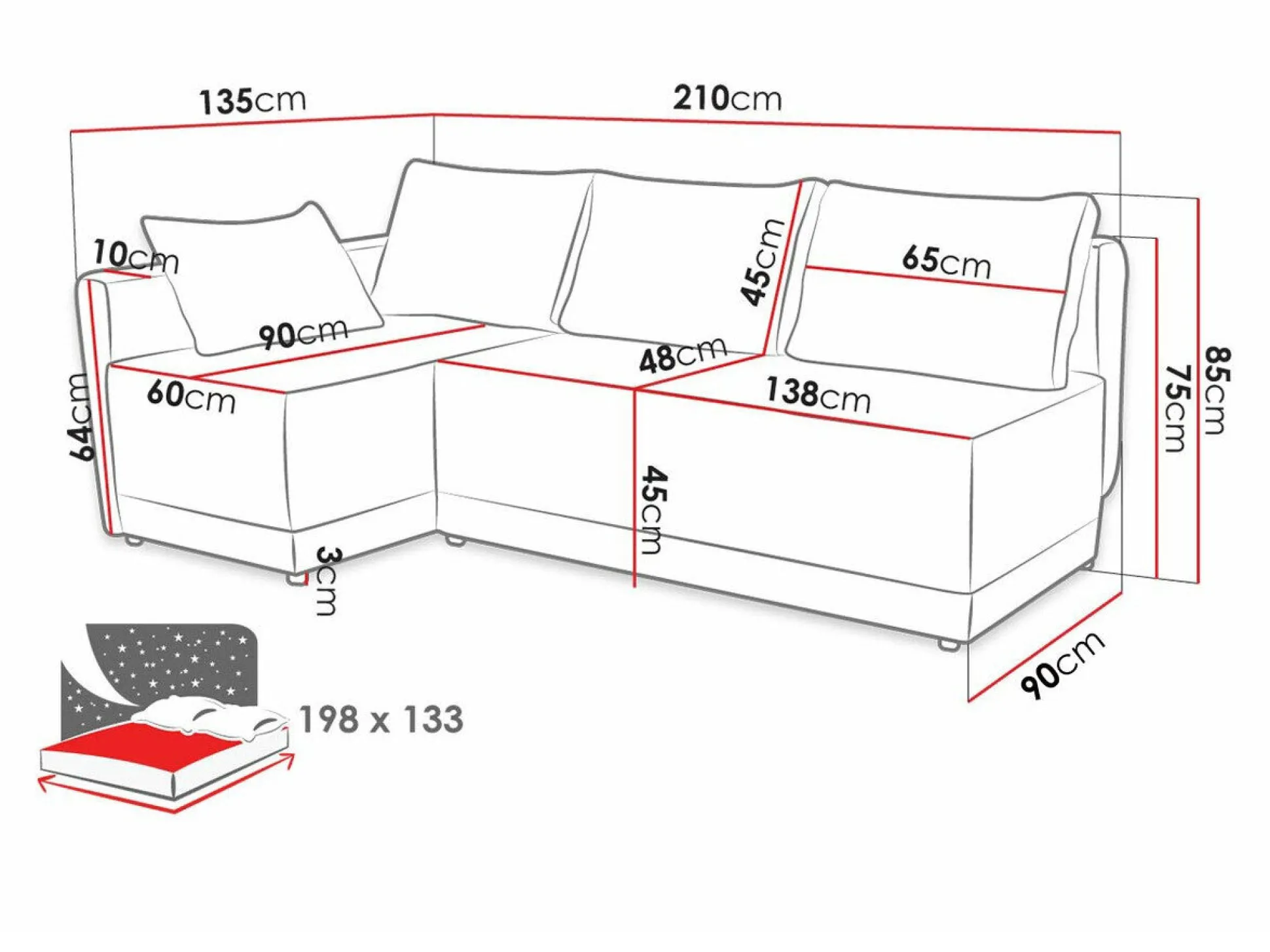Hjørnesofa Columbus 149 (Mono 246)