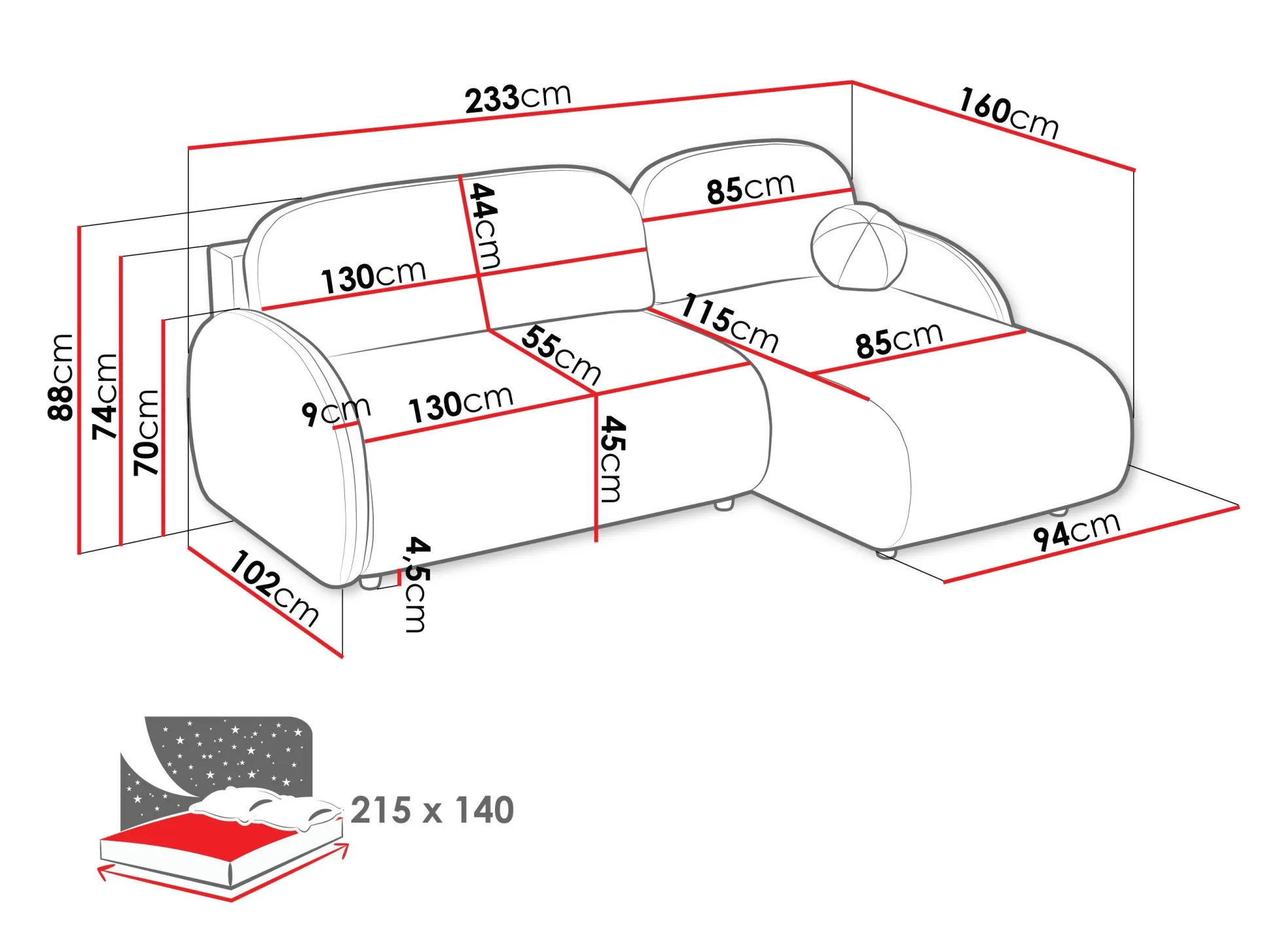 Hjørnesofa Columbus 249 (Sereno 684)