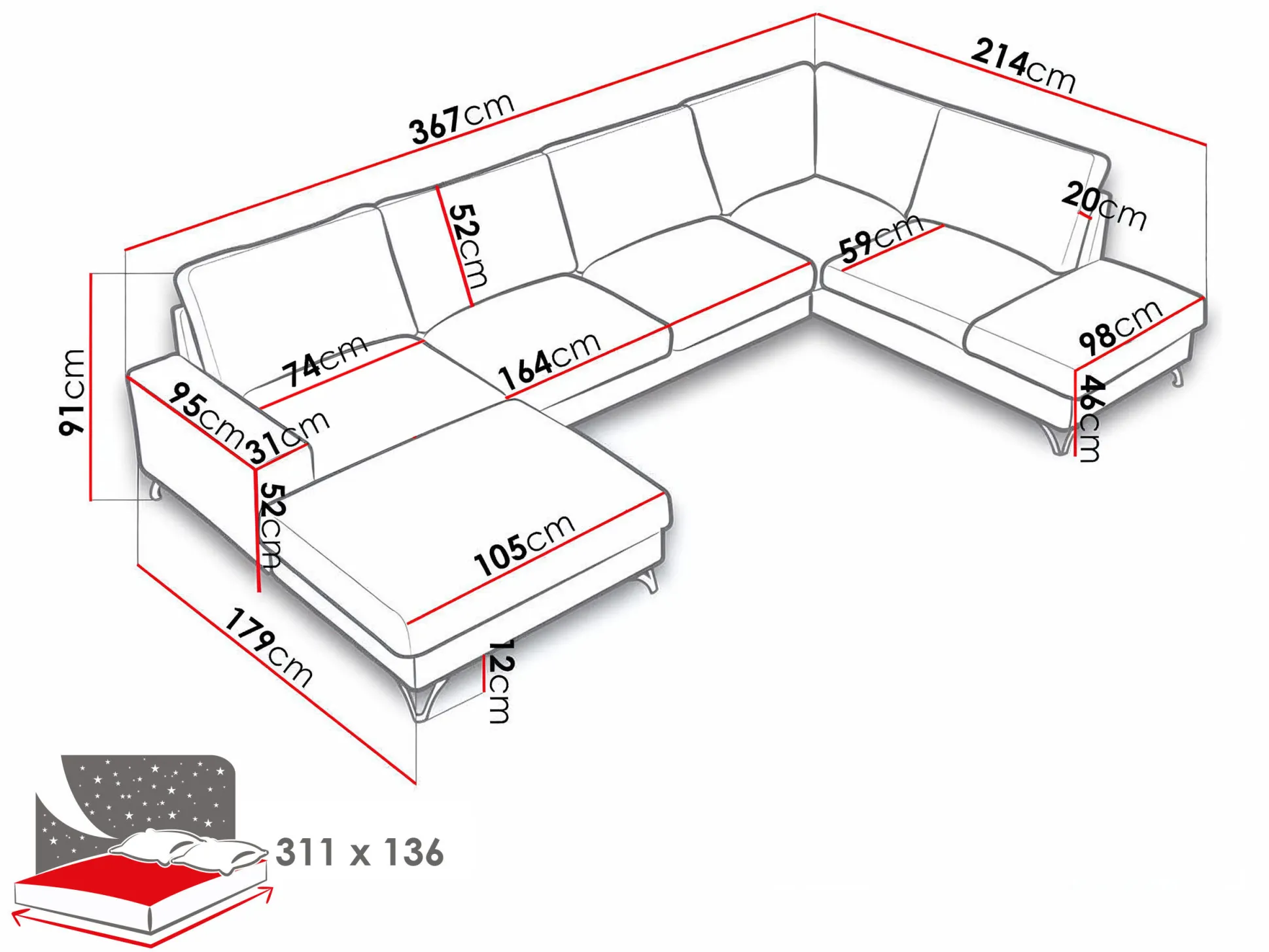 Hjørnesofa ComfiDream Lyrana III (Verita 80)