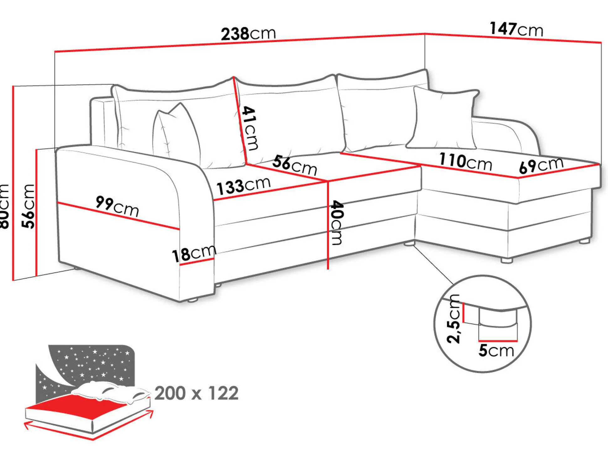Hjørnesofa Comfivo Melissa (Mikrofaza 15 + Mikrofaza 22)