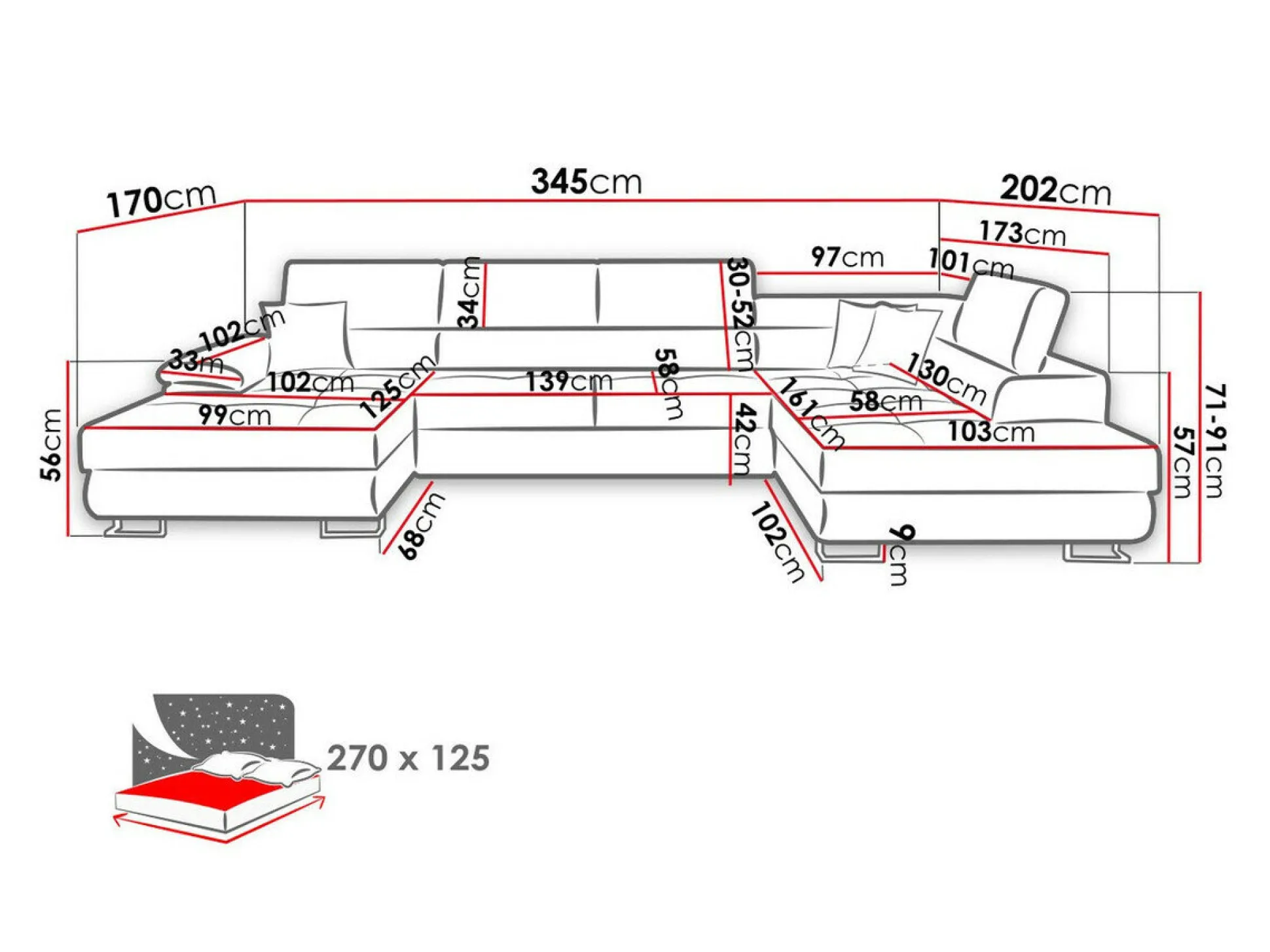 Hjørnesofa Comfivo Ruta VI (Venus Velvet 2927 + Miu 2041)