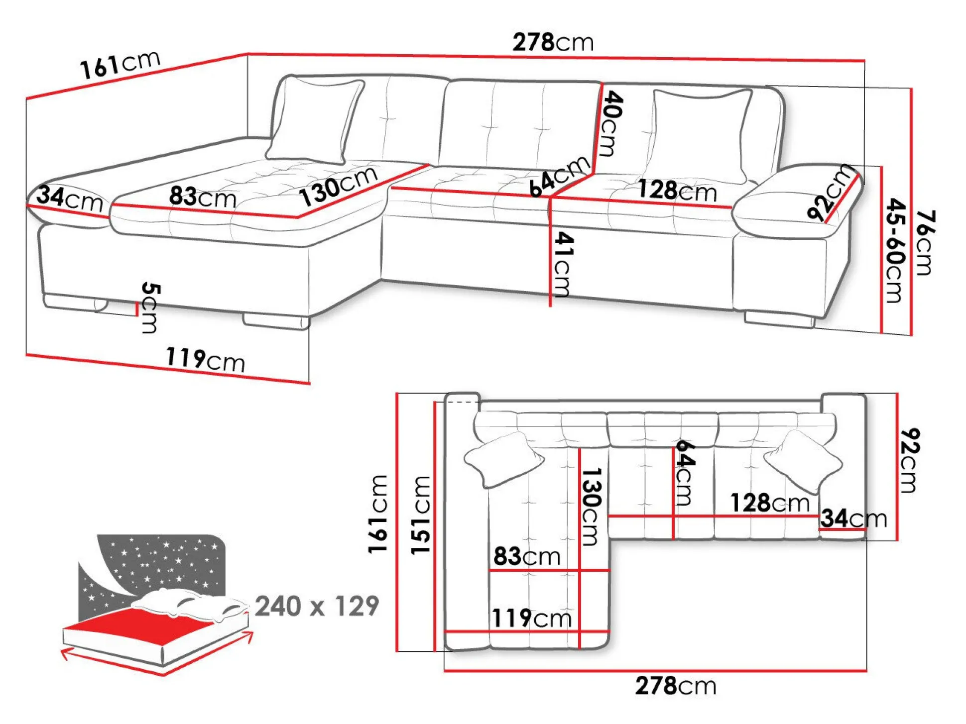 Hjørnesofa Comfivo Sanitas (Lux 06 + Lux 05)