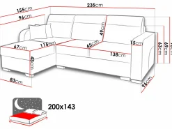 Hjørnesofa Edinburg 102 (Cayenne 1113 + Nevada 04)
