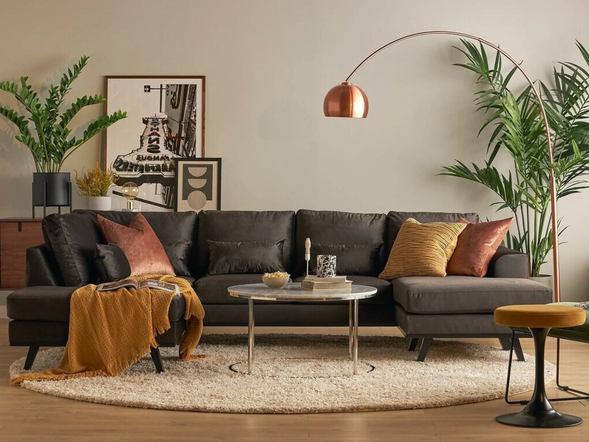 Hjørnesofa Floromo 121 (Monolith 95)