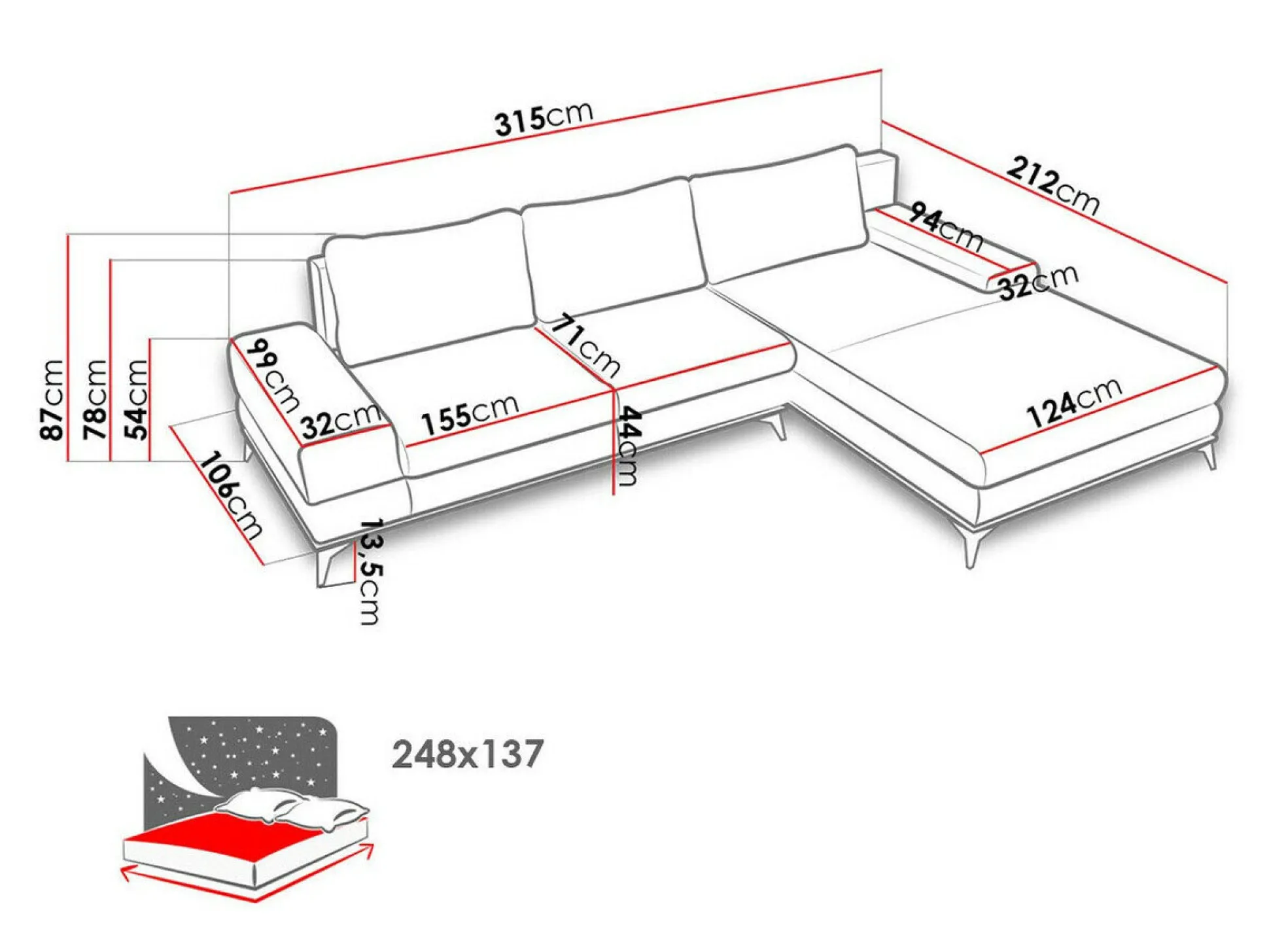 Hjørnesofa Lincoln 136 (Soro 95)