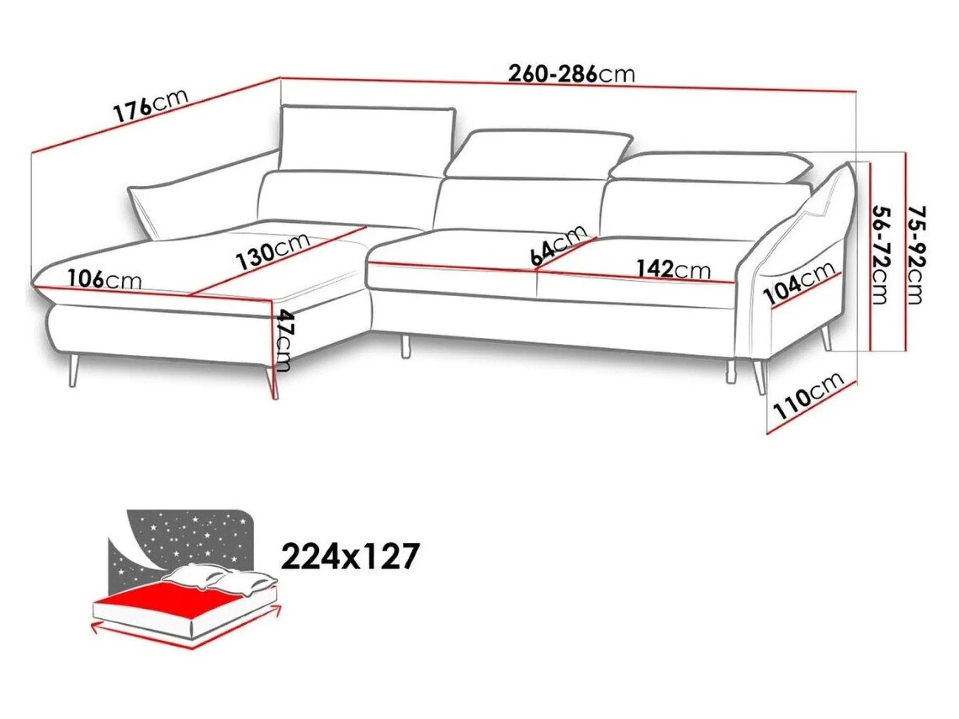 Hjørnesofa Lincoln 130 (Soro 90)