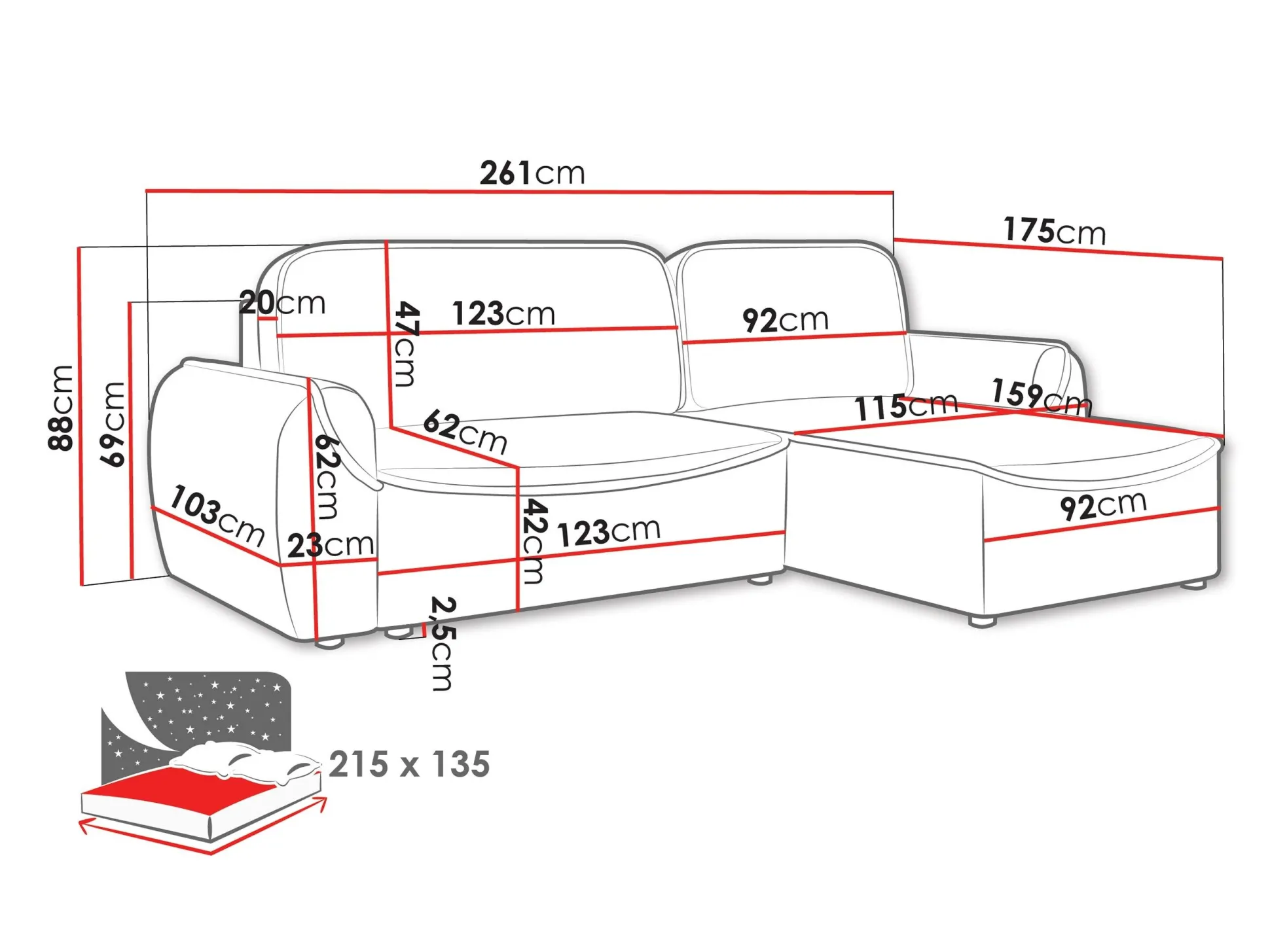 Hjørnesofa Luces (Cruz 79)