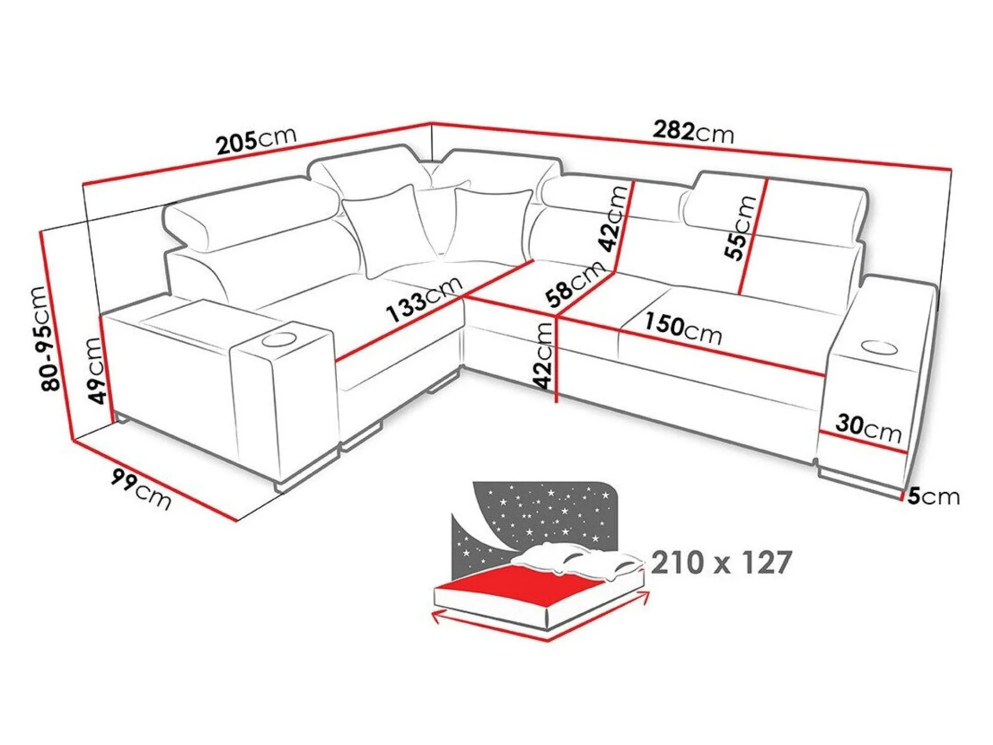 Hjørnesofa Pearland 104 (Ekj 01 + Luxo 6601 + Evo 32)