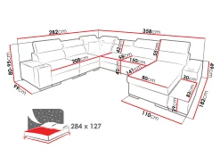 Hjørnesofa Pearland 105 (Ekj 01 + Sawana 96 + Evo 32)