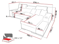 Hjørnesofa Pearland 103 (Soft 011 + Luxo 6601 + Evo 32)