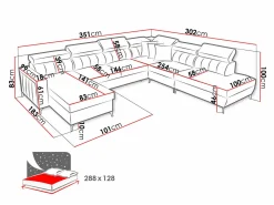 Hjørnesofa Sarasota 155 (Mono 242 + Botanical 36)