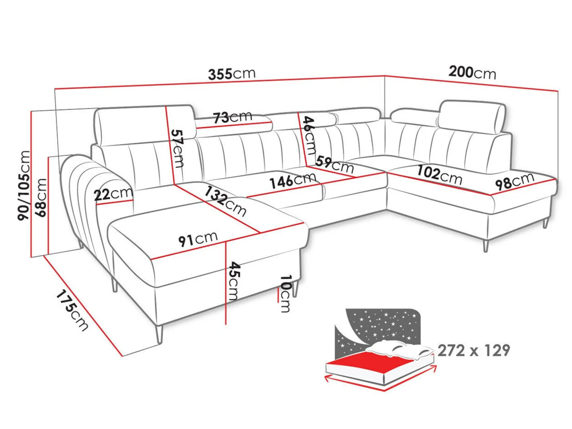 Hjørnesofa Temple 128 (Kronos 01)