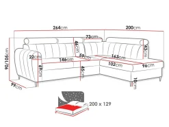 Hjørnesofa Temple 125 (Kronos 01)
