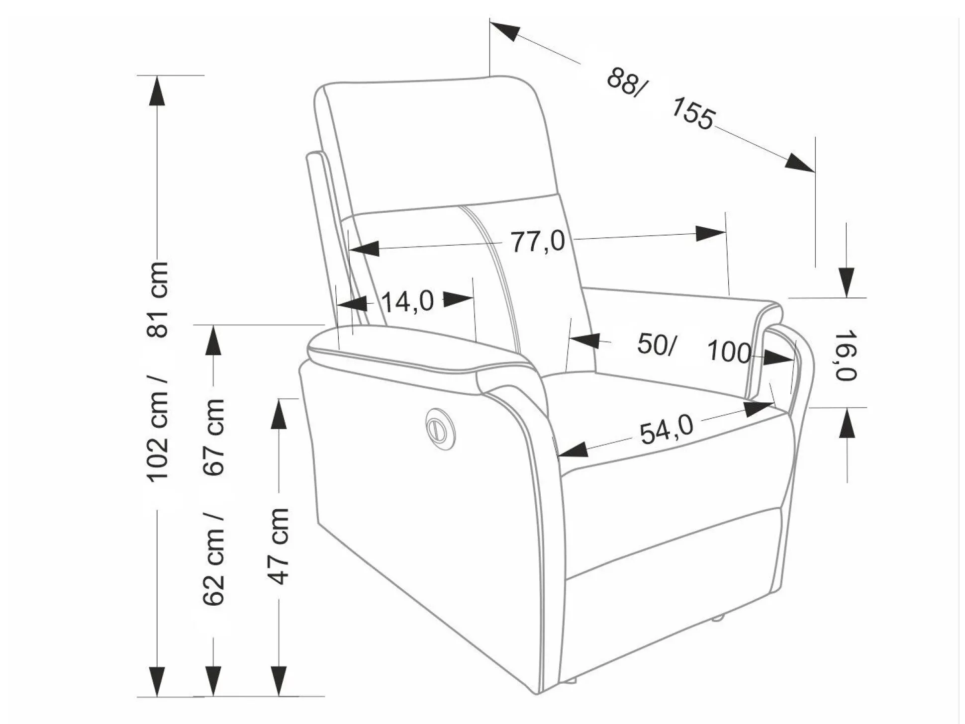 Hvilestol Houston 2081 (Grå)