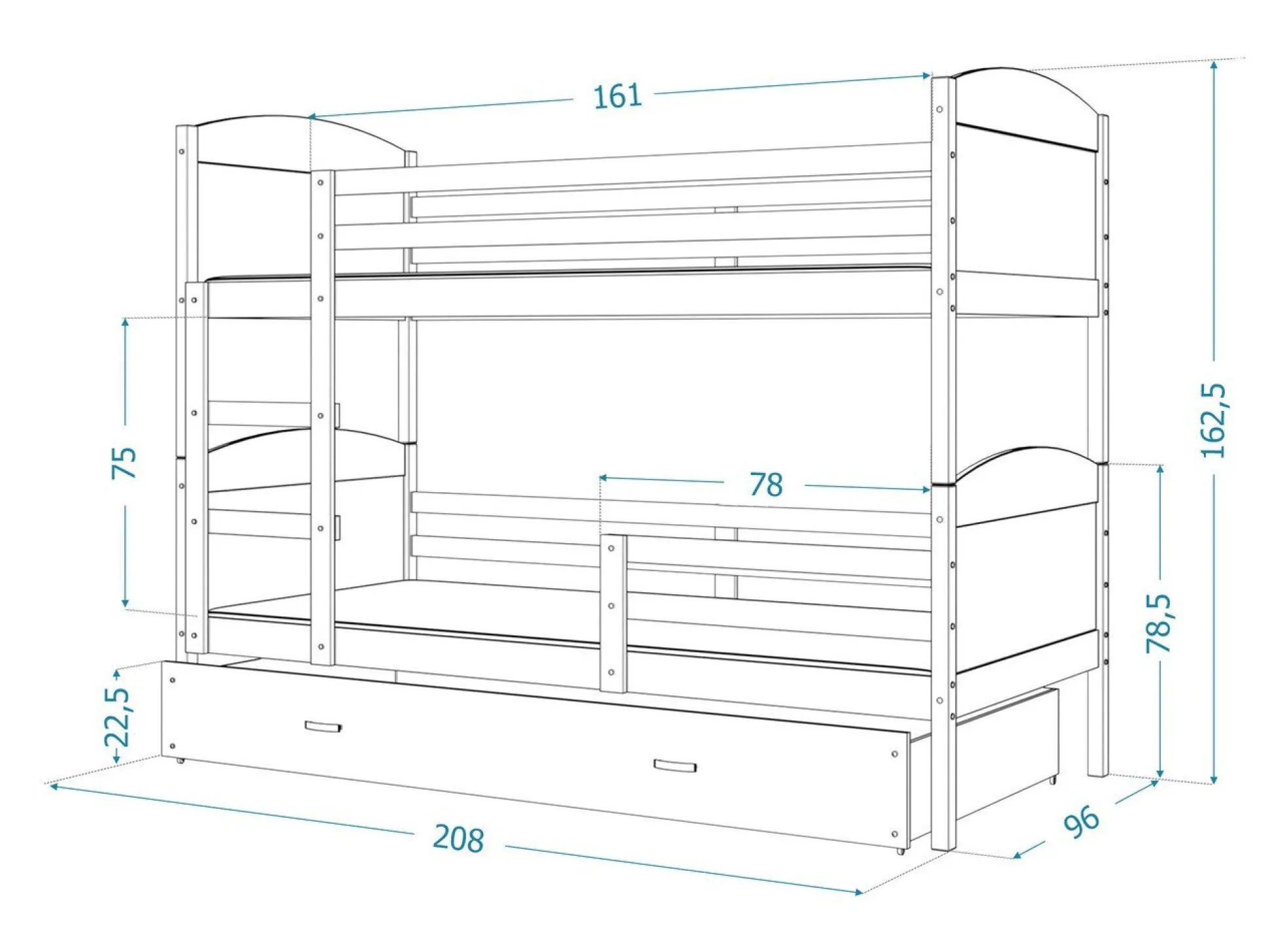Køjeseng Aurora 103 (Hvid)