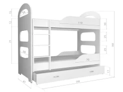 Køjeseng Aurora 116 (Hvid + Grå)