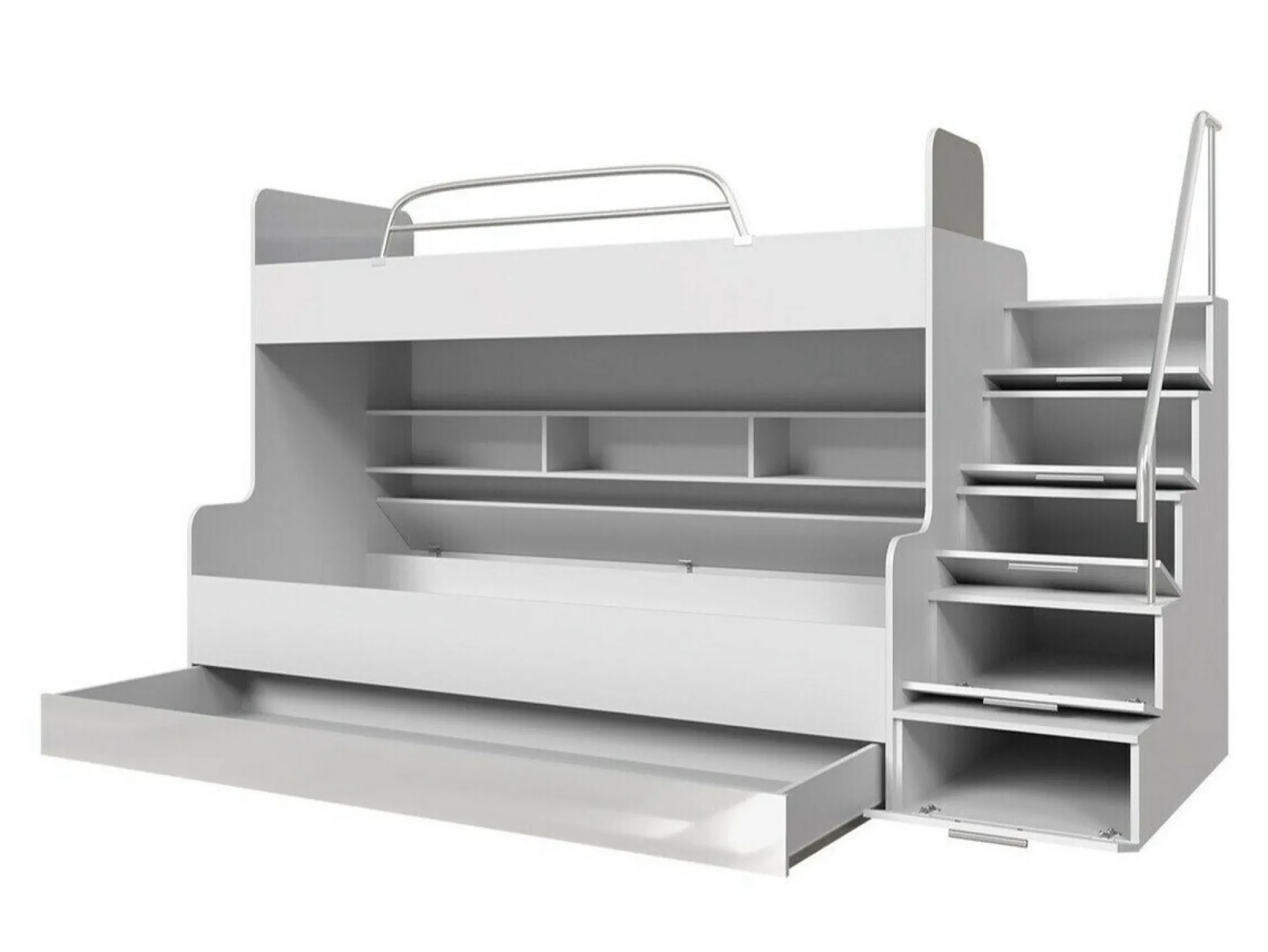 Køjeseng Campus (Hvid + Glansfuld hvid + Gloss grå)