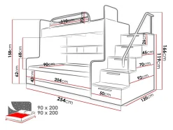 Køjeseng Campus (Hvid + Glansfuld hvid + Gloss grå)