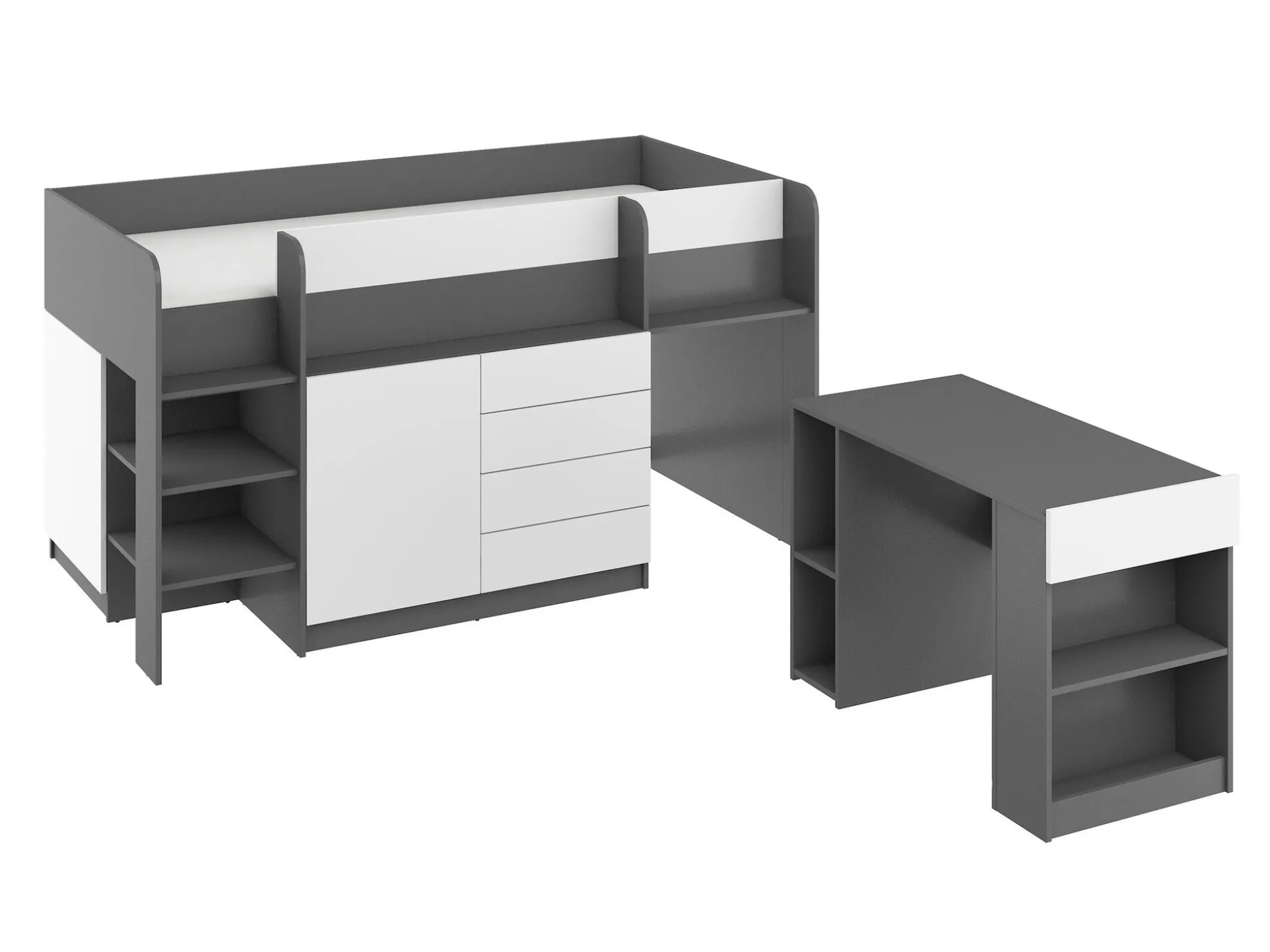 Køjeseng Gilroy 116 (Grafit + Hvid)