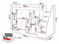 Køjeseng Hartford 365 (Beton + Sort)