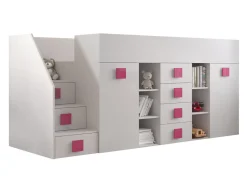 Køjeseng Hartford 366 (Hvid + Glansfuld hvid + Lyserød)