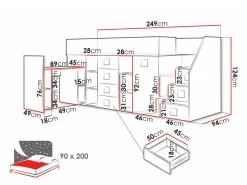 Køjeseng Hartford 366 (Hvid + Glansfuld hvid + Lyserød)