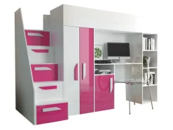 Køjeseng Hartford 192 (Hvid + Glossy pink + Glansfuld hvid)