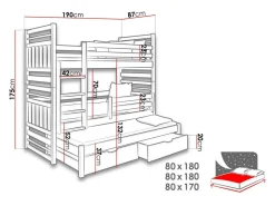 Køjeseng Henderson 123 (Grafit + Grå)