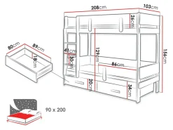 Køjeseng Henderson 144 (Hvid + Artisan eg)