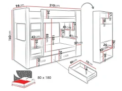 Køjeseng Henderson 141 (Hvid + Blå)