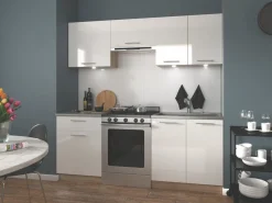 Køkkensæt Houston 857 (Glansfuld hvid + Sonoma eg)