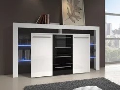 Kommode Aestas (Hvid + Blank sort)