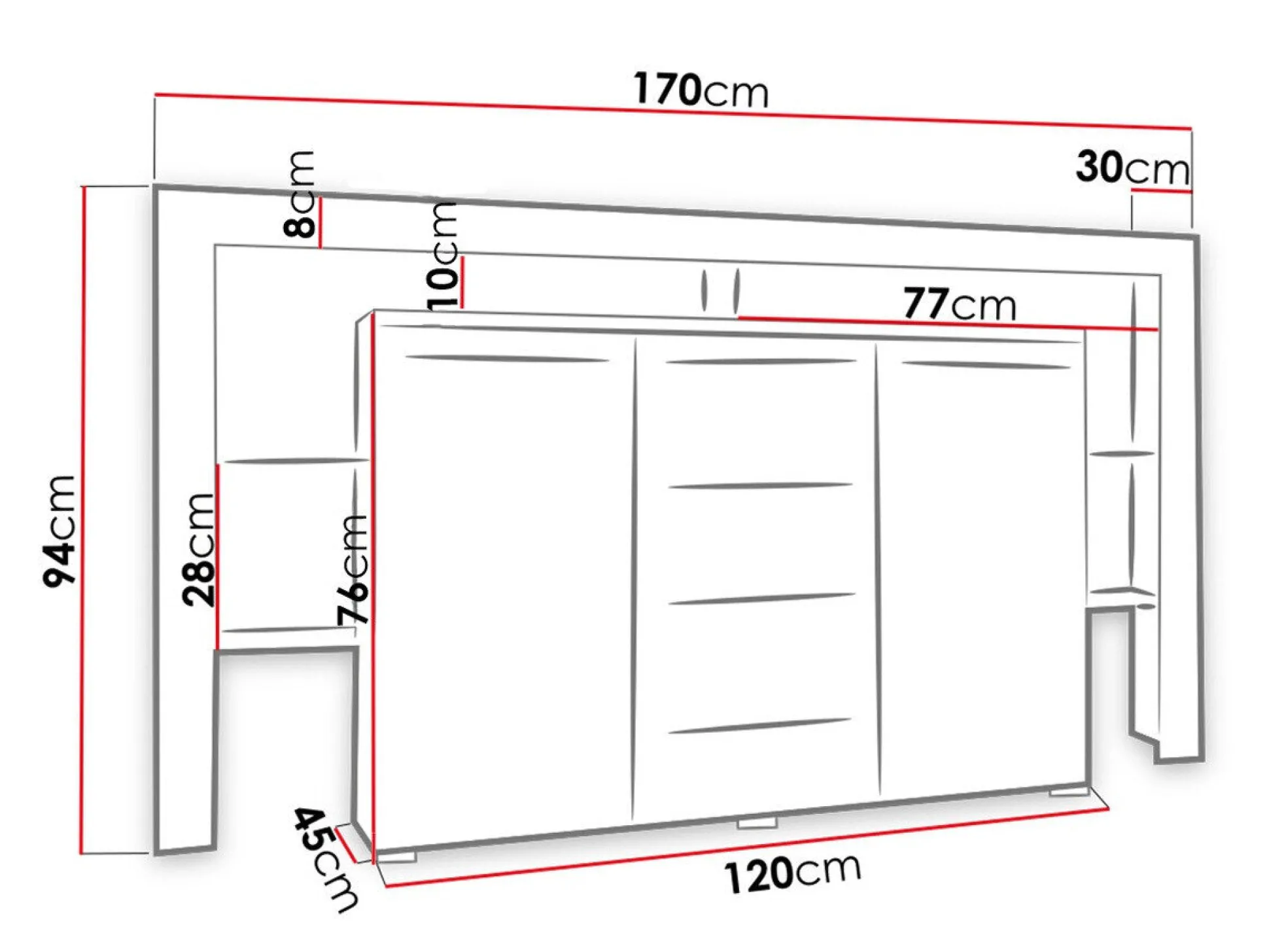 Kommode Aestas (Hvid + Blank sort)