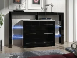 Kommode Aestas I (Hvid + Blank sort)