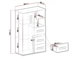 Kommode Aviseve 101 (Antracit + Hvid)