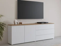 Kommode Baletu 107 (Hvid + Egetræ)