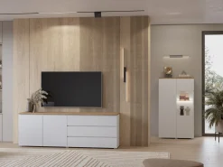 Kommode Baletu 107 (Hvid + Egetræ)