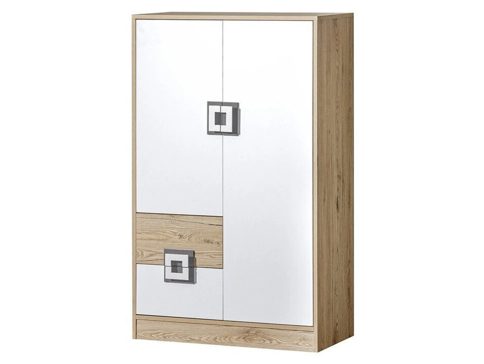 Kommode Balvire 108 (Lys eg + Hvid + Grå)