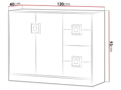 Kommode Balvire 100 (Lys eg + Hvid + Grå)