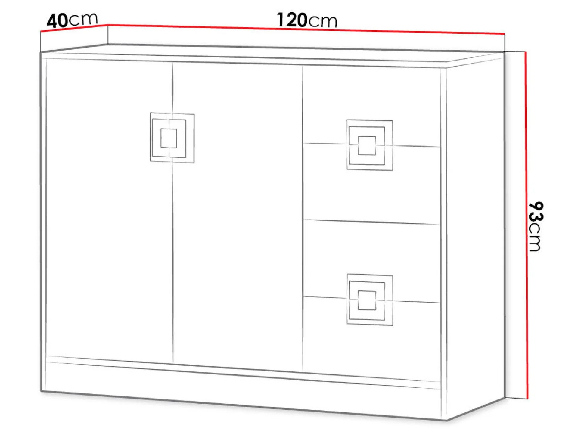 Kommode Balvire 100 (Lys eg + Hvid + Grå)