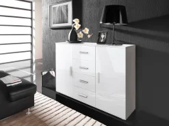 Kommode Charlotte 118 (Hvid + Glansfuld hvid)