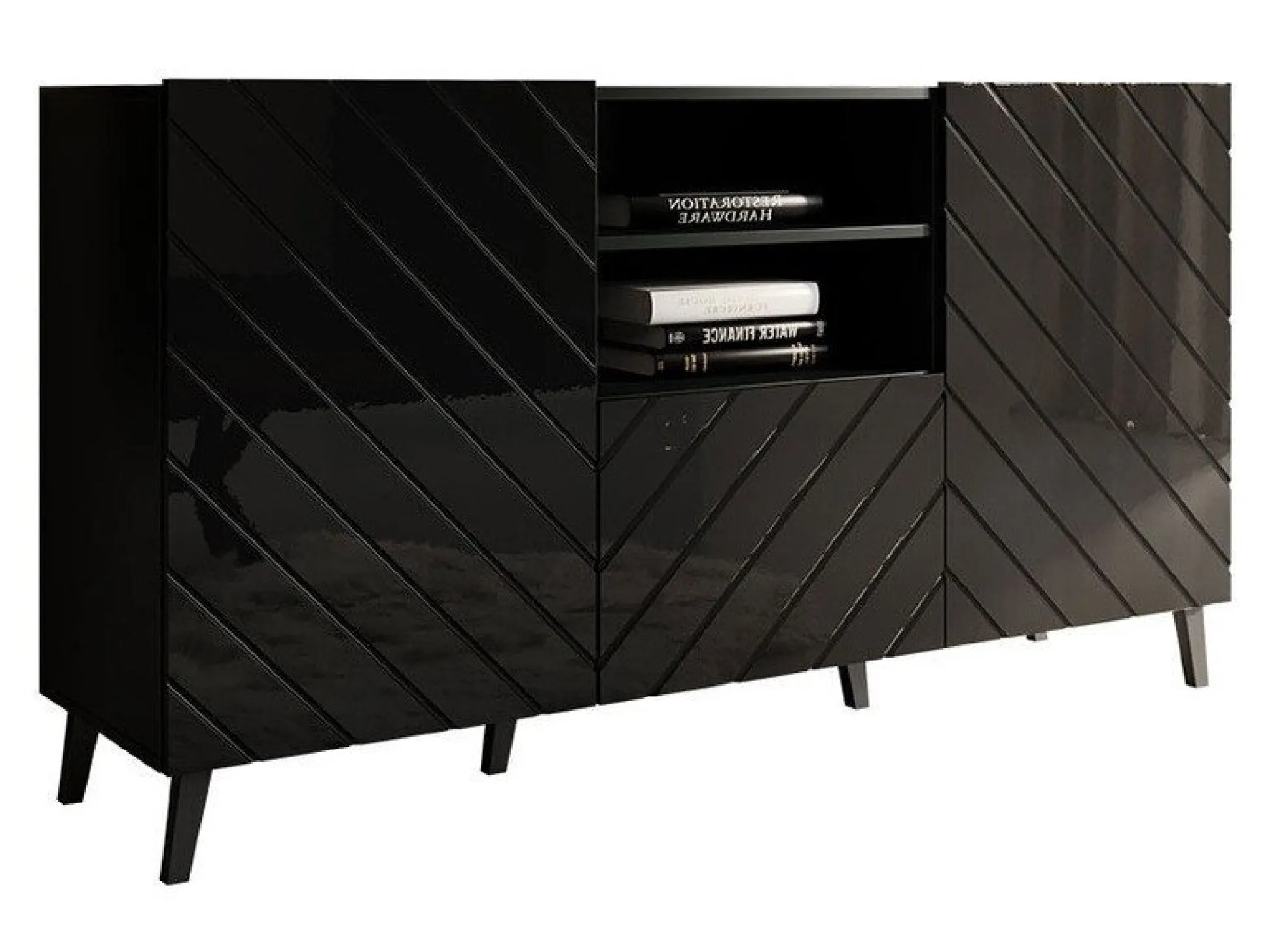 Kommode Charlotte 143 (Sort + Blank sort)