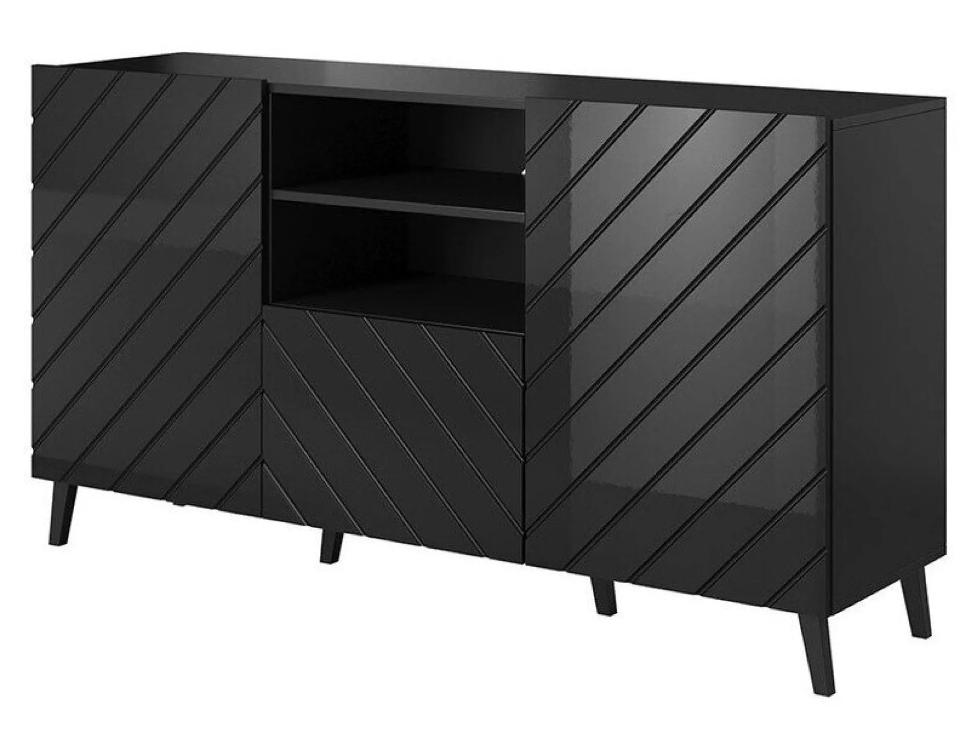 Kommode Charlotte 143 (Sort + Blank sort)