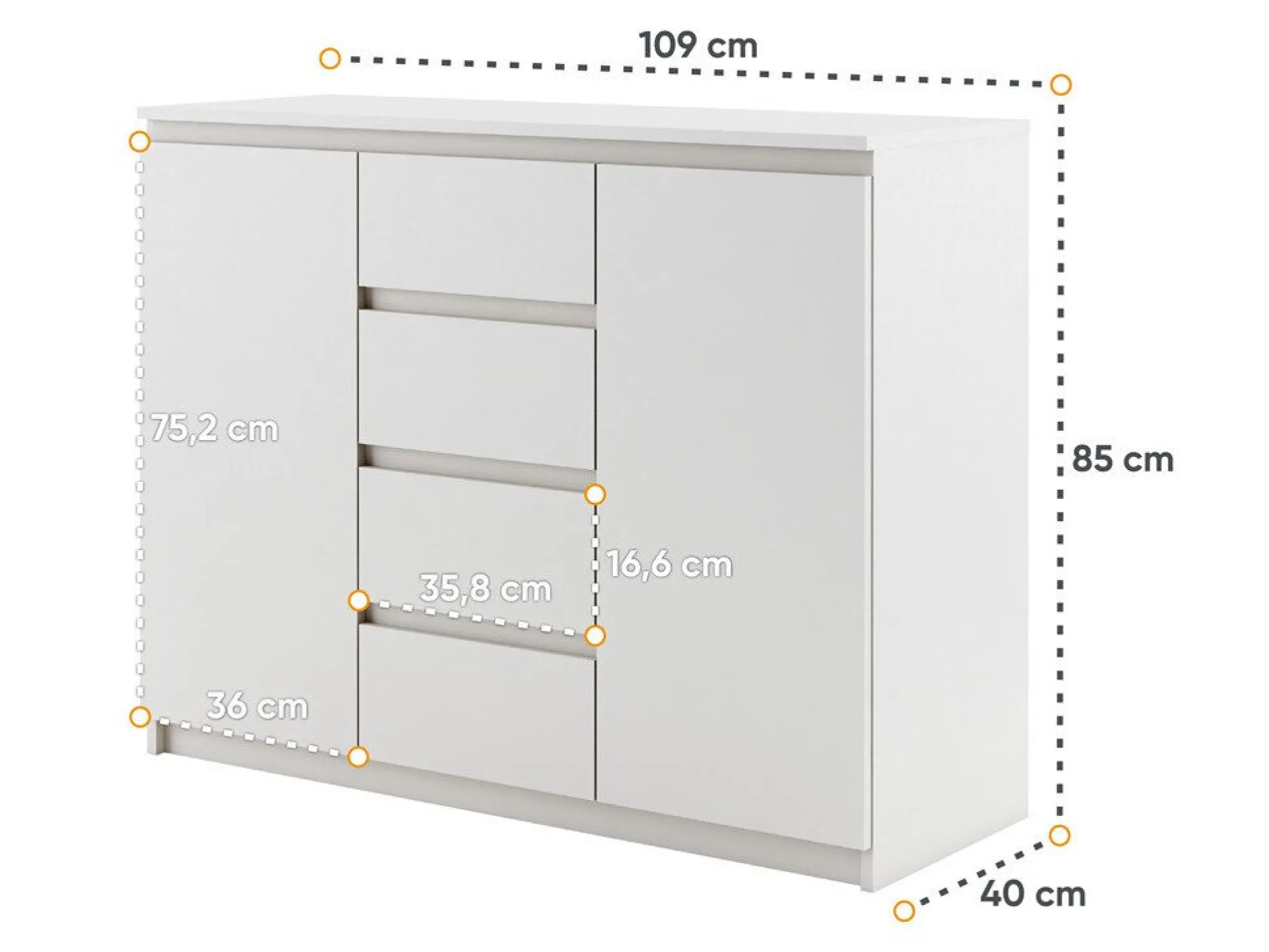Kommode Cirdelu 105 (Hvid)