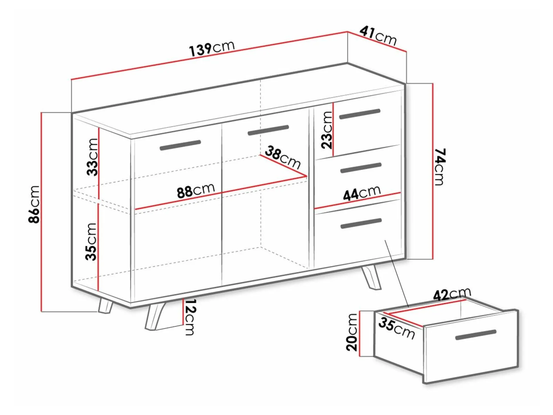 Kommode Dortivu (Hvid)