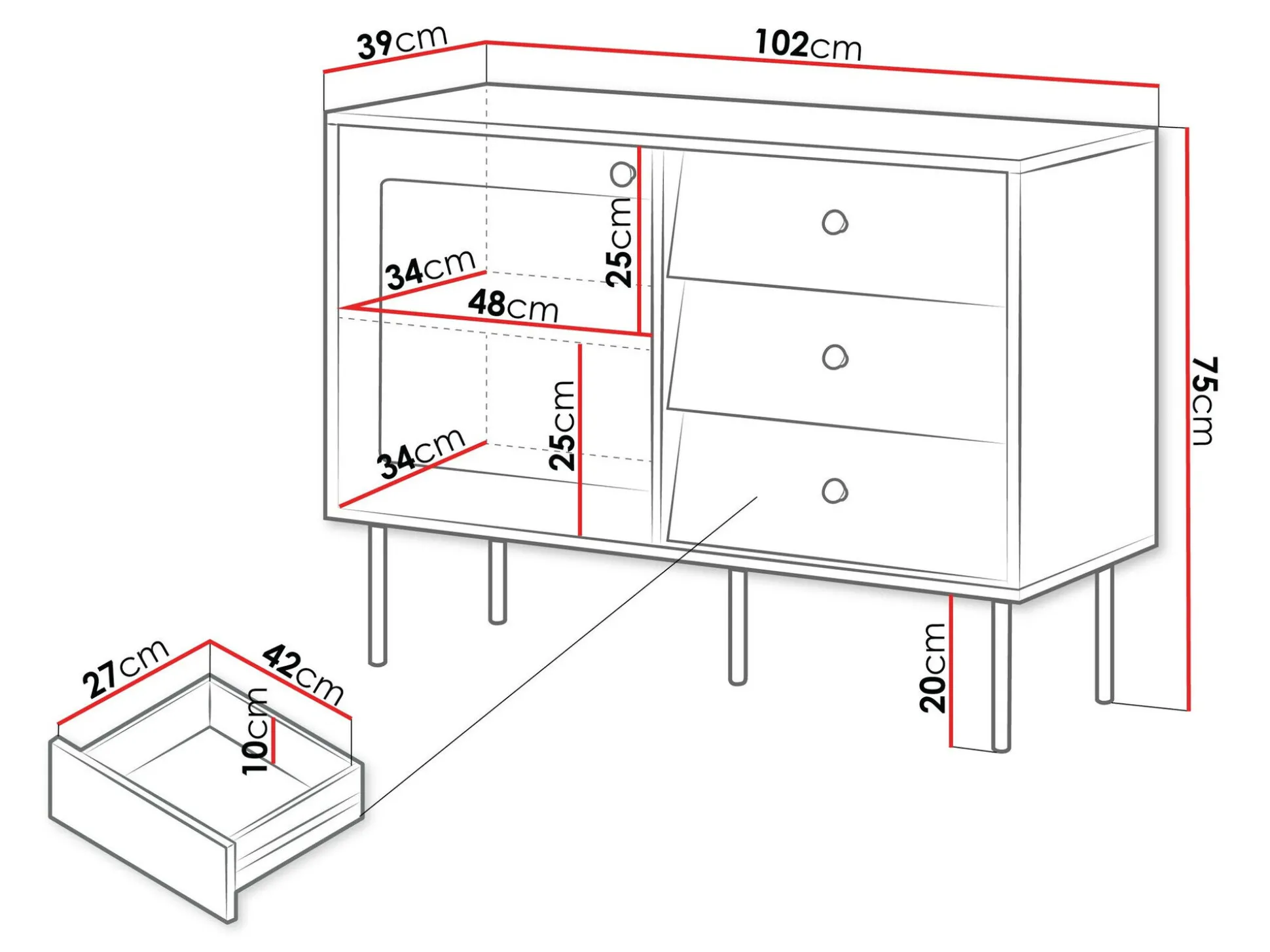 Kommode Feletri 100 (Hvid)