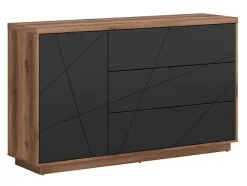 Kommode Fivale 100 (Mørk Delano eg + Mat sort)