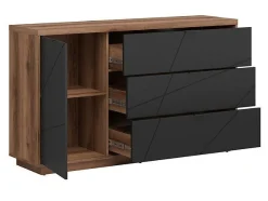 Kommode Fivale 100 (Mørk Delano eg + Mat sort)