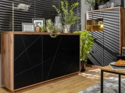 Kommode Fivale 100 (Mørk Delano eg + Mat sort)